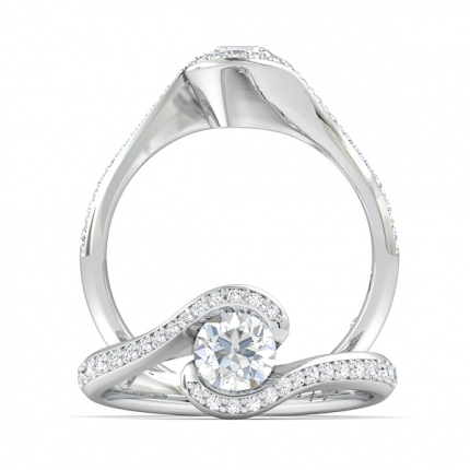 Custom Design Engagement Ring Round Brilliant Diamond Ring in Platinum 950 AU - Main View
